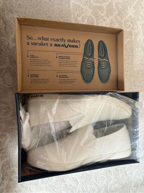 NWB SeaVees Baja Slip On in White Vintage Washed Linen